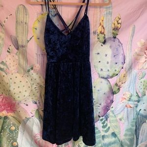 NWOT Forever 21 blue velvet mini dress